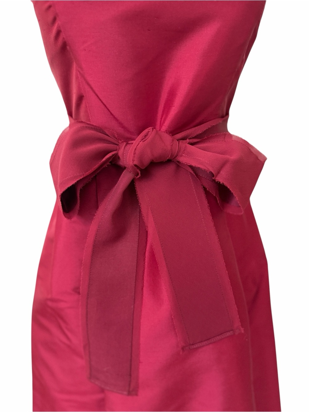 Ann Taylor 100% Silk Sleeveless Wine Red Tie-Waist Dress Sz 0 - Picture 6 of 11